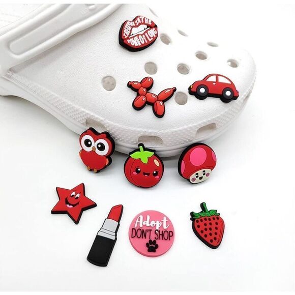 Jibbitz Set of 10 (Red) Jibbitz NIP - Picture 3 of 3